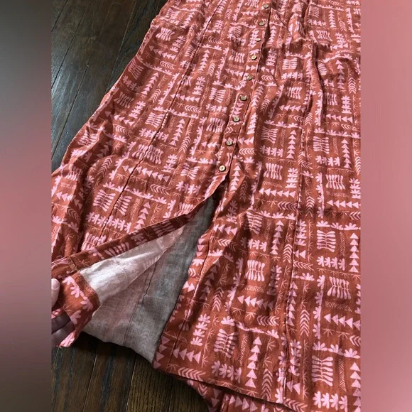 *NWT* Faherty Women's S Anna Kahalekulu Kendall Orange 100% Linen Maxi Sundress - Picture 10 of 16